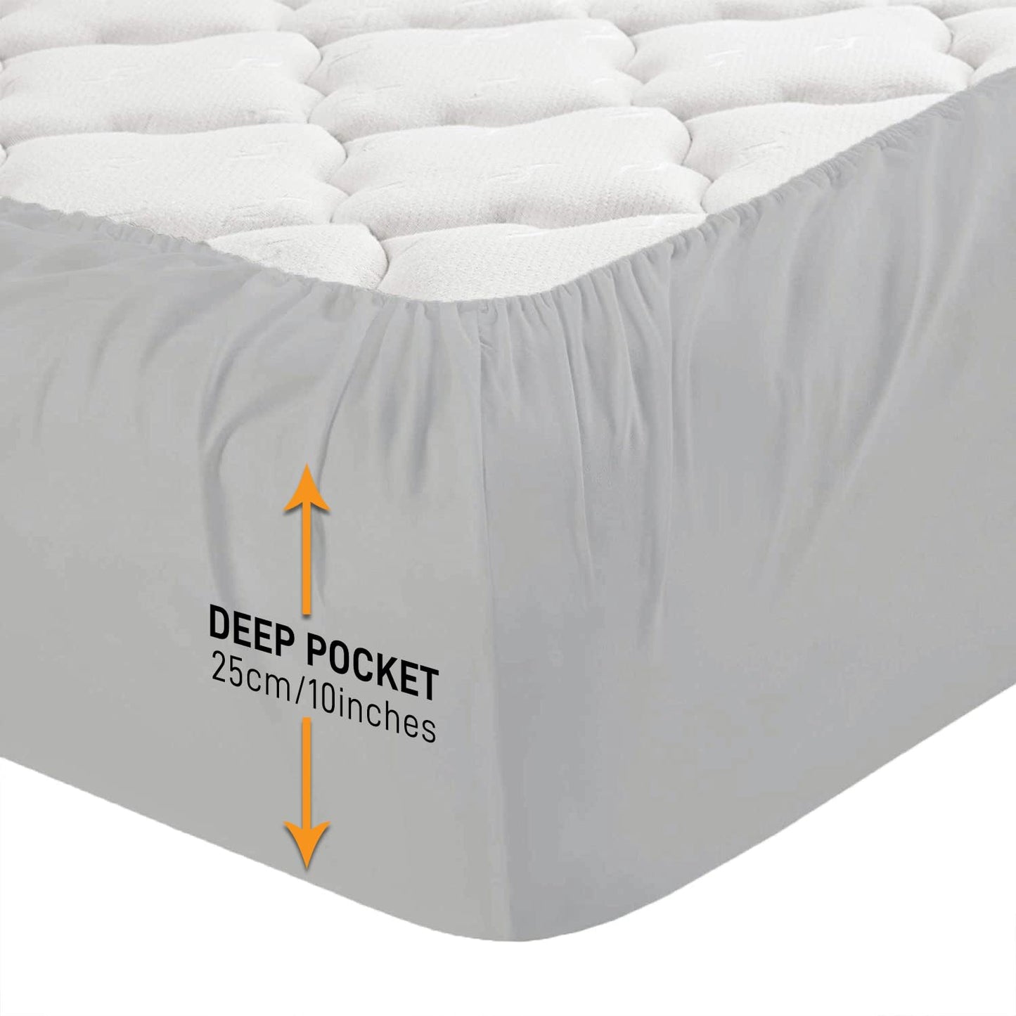 Fitted Sheet 25 cm Deep Brushed Microfiber Ultra Soft No-Iron Wrinkle-Resistant Plain Dyed Fitted Bed Sheets Hypoallergenic Breathable Sheets