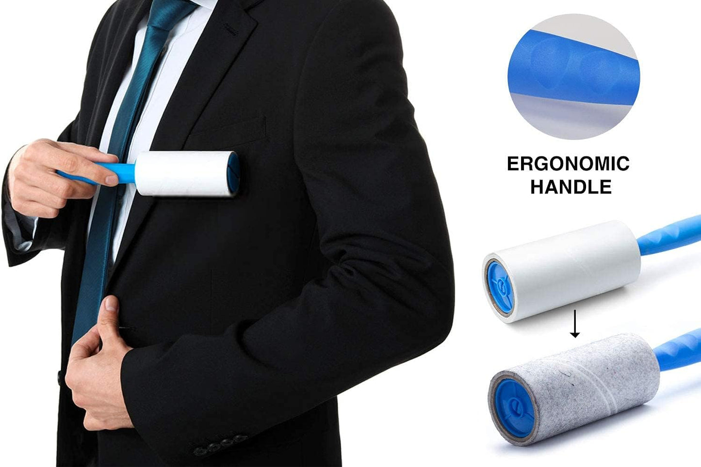 ZYBUX - Lint Roller | Lint Remover, Pet Hair Remover & 5 Sticky replacement Heads Removes Animal Hairs, Dust and Fluff From Garments, Furniture and Car Seats - Comfort Style