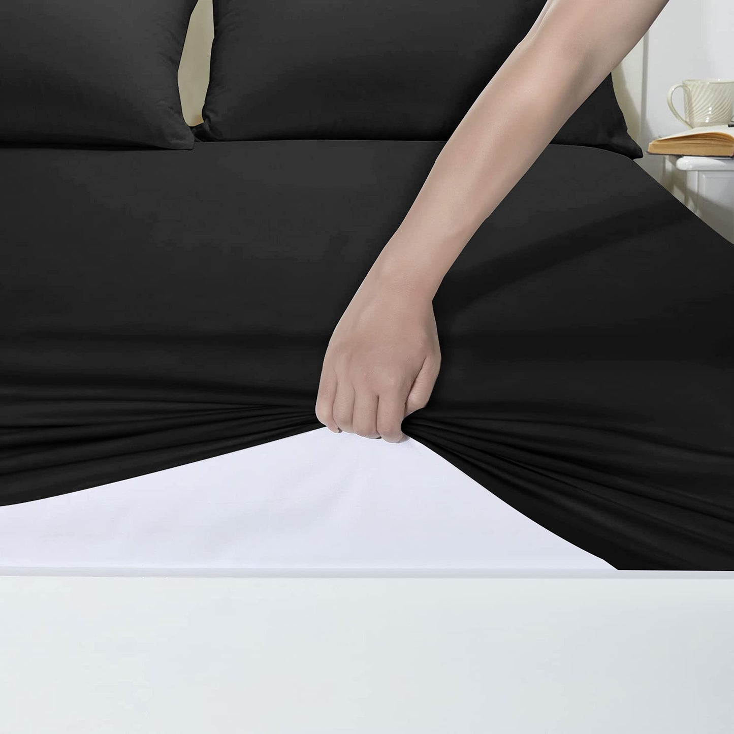 25 Cm Fitted Bed Sheets - Super Soft Deep Fitted Sheet Brushed Microfibre Anti Wrinkle Bedsheet Breathable & Fade Resistant