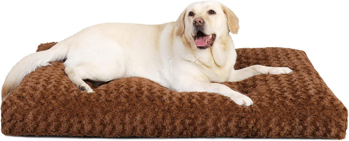 KSIIA Large Dog Bed Washable, Calming Dog Bed, Dog Crate Mattress with Non skid Bottom, Fluffy Anti Anxiety Dog Beds, Pet Beds Pillow Cushion for Dog, Dark Grey, 90x60x8cm - Comfort Style