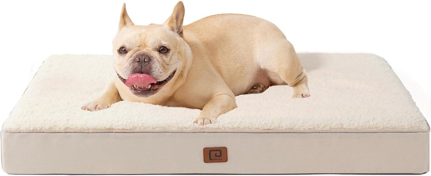EHEYCIGA Orthopedic Dog Beds Large Mattress with Removable Washable Cover for Crate, Grey, 91x68x9cm - Comfort Style