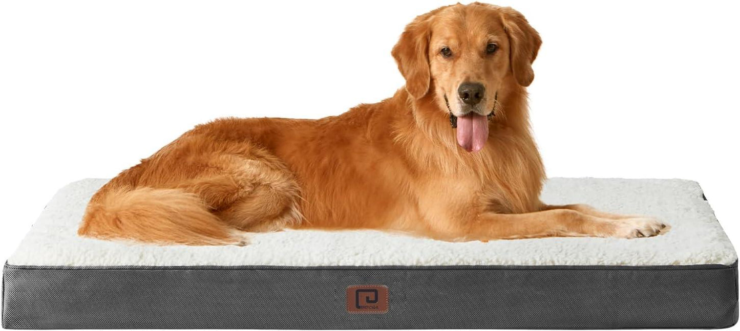EHEYCIGA Orthopedic Dog Beds Large Mattress with Removable Washable Cover for Crate, Grey, 91x68x9cm - Comfort Style