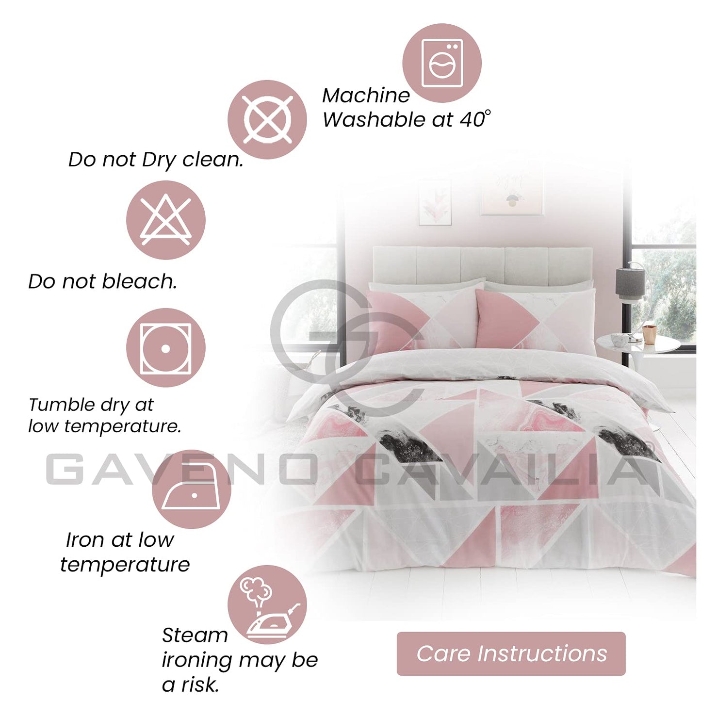 GC GAVENO CAVAILIA Metalic Marble Duvet Cover Sets, Reversible Triangle Bedding Double Bed Set, Washable Quilt Covers - Comfort Style