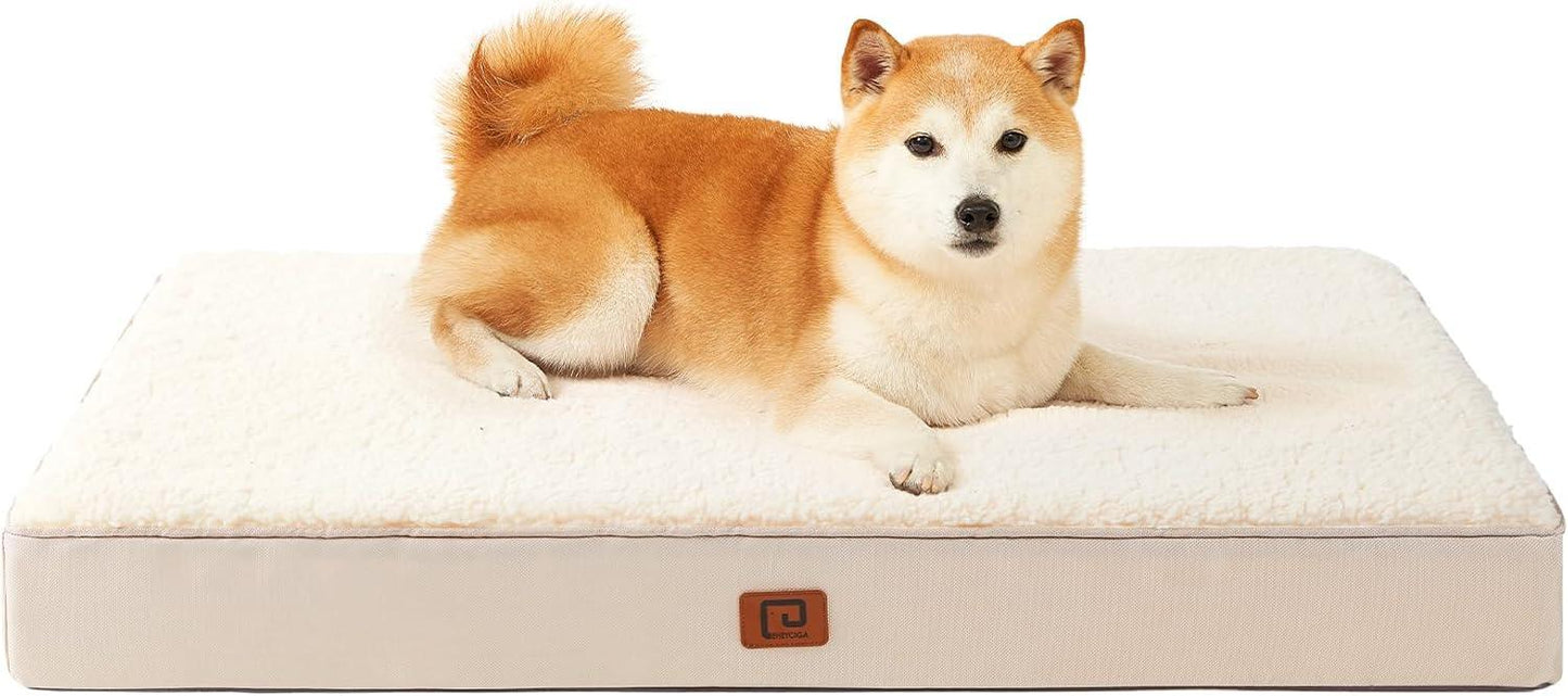 EHEYCIGA Orthopedic Dog Beds Large Mattress with Removable Washable Cover for Crate, Grey, 91x68x9cm - Comfort Style