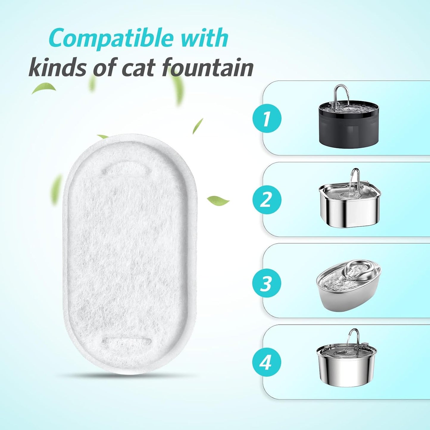 12Pcs Cat Water Fountain Filters, Cat Fountain Filters Set, 6Pcs Activated Carbon Filter and 6Pcs Foam Filter, Pet Water Fountain Filters Replacement, Water Filters for 3.2L/2L Cat Water Fountain - Comfort Style