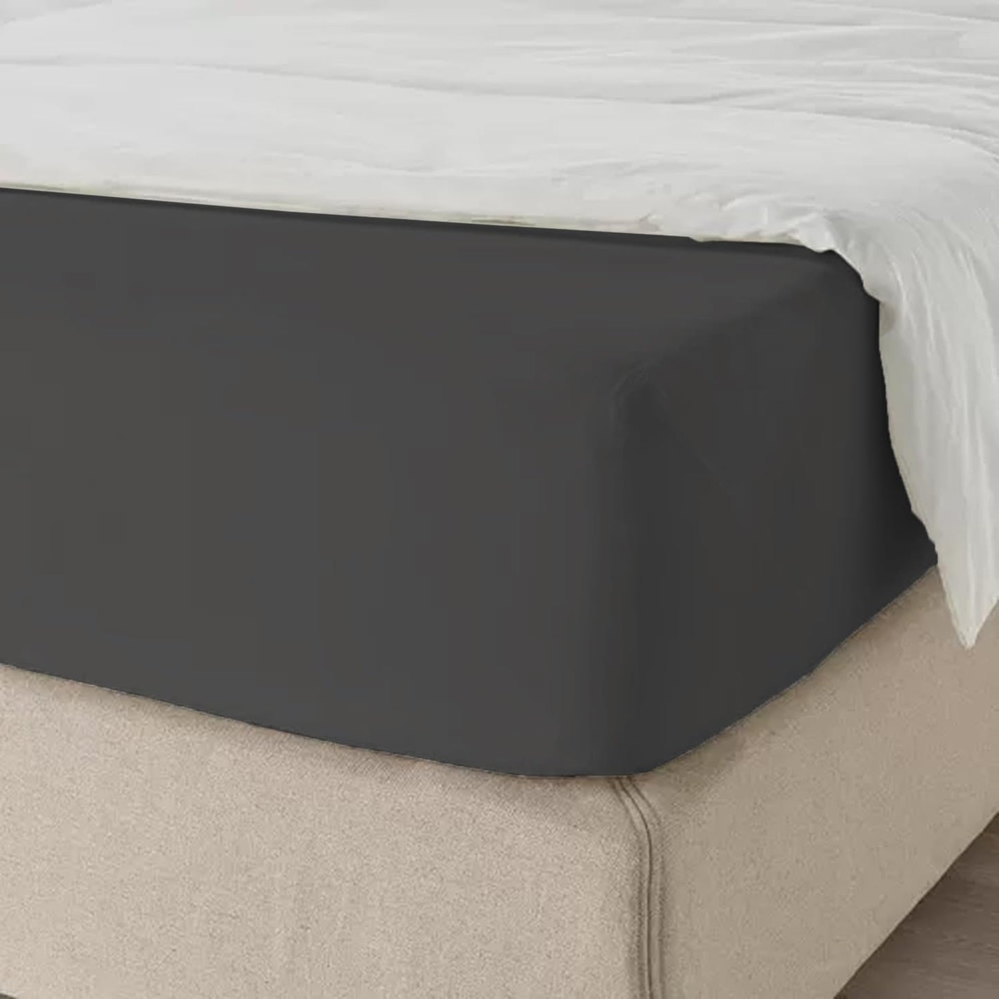 Fitted Sheet 25 cm Deep Brushed Microfiber Ultra Soft No-Iron Wrinkle-Resistant Plain Dyed Fitted Bed Sheets Hypoallergenic Breathable Sheets