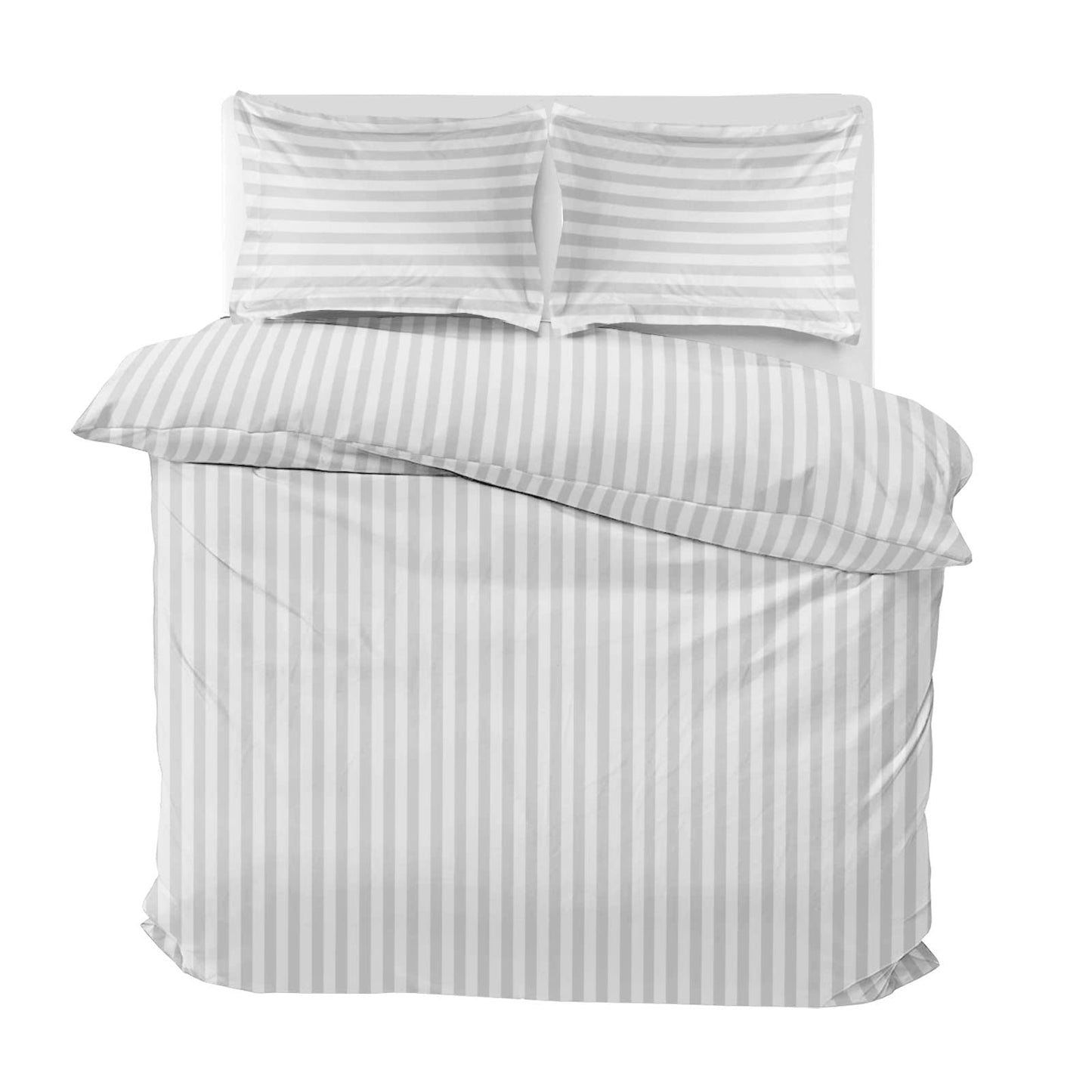 MOONLIGHT20015 Duvet Set Reversible Stripes Satin Double Bedding Set with 2 Pillowcases Soft Hypoallergenic Duvet Cover - Comfort Style