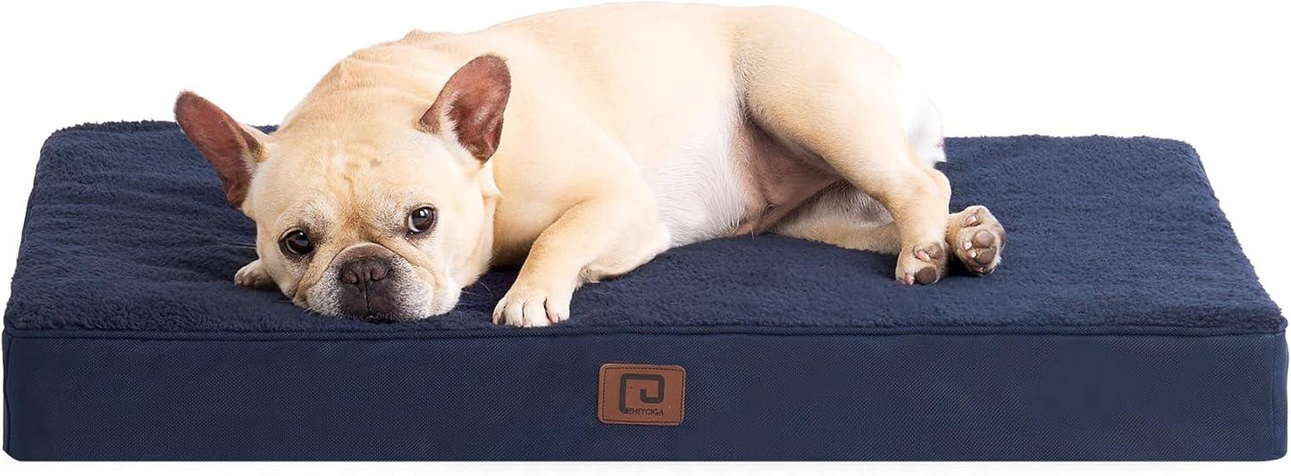 EHEYCIGA Orthopedic Dog Beds Large Mattress with Removable Washable Cover for Crate, Grey, 91x68x9cm - Comfort Style