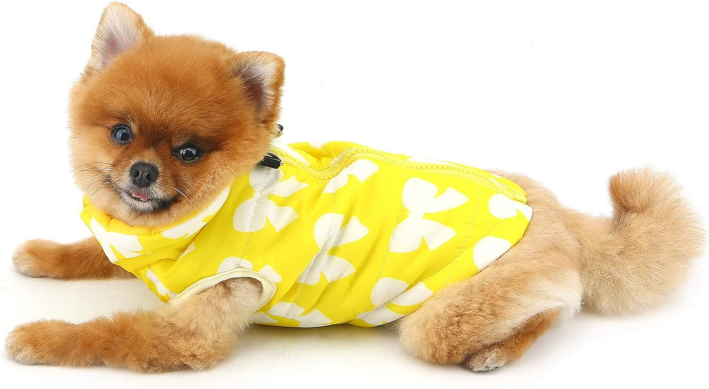 SMALLLEE_LUCKY_STORE Small Dog Cat Winter Coat Harness Jacket with D-ring Boy Girl Pet Puppy Comfort Padded Bomber Vest No Pull Chihuahua Clothes Pink Bows XS - Comfort Style