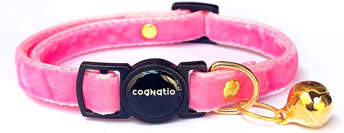 Cognatio Safety Quick Release Cat Collars, Soft Kitten Collars with Detachable Bow Tie and Bell, Pack of 2, Adjustable 20-30 cm (20-30 cm, Green+Pink) - Comfort Style