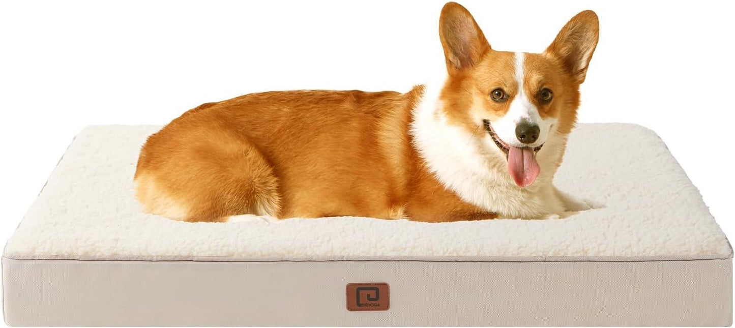 EHEYCIGA Orthopedic Dog Beds Large Mattress with Removable Washable Cover for Crate, Grey, 91x68x9cm - Comfort Style