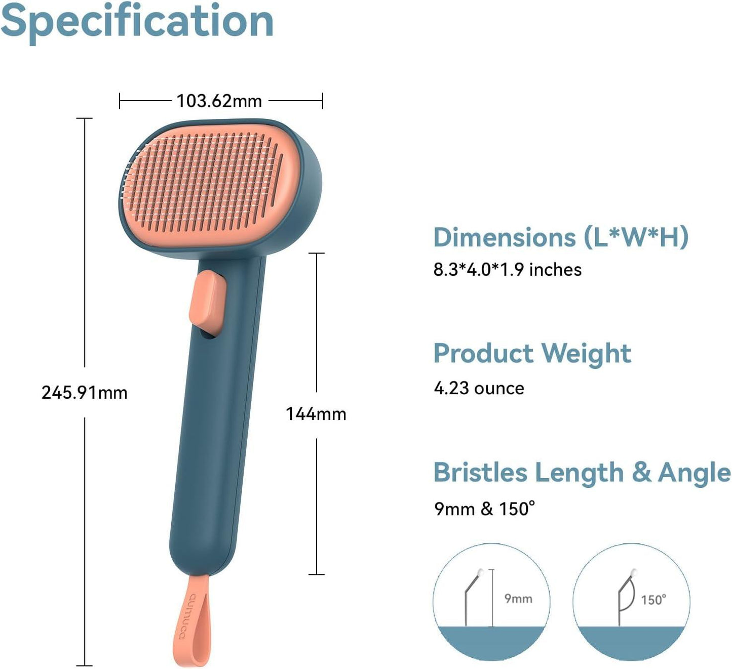 aumuca Cat Brush with Release Button, Cat Grooming Brush for Long or Short Haired Cats, Cat Hair Brush for Shedding Cat Comb for Pets Removing Loose Fur and Massage, White - Comfort Style