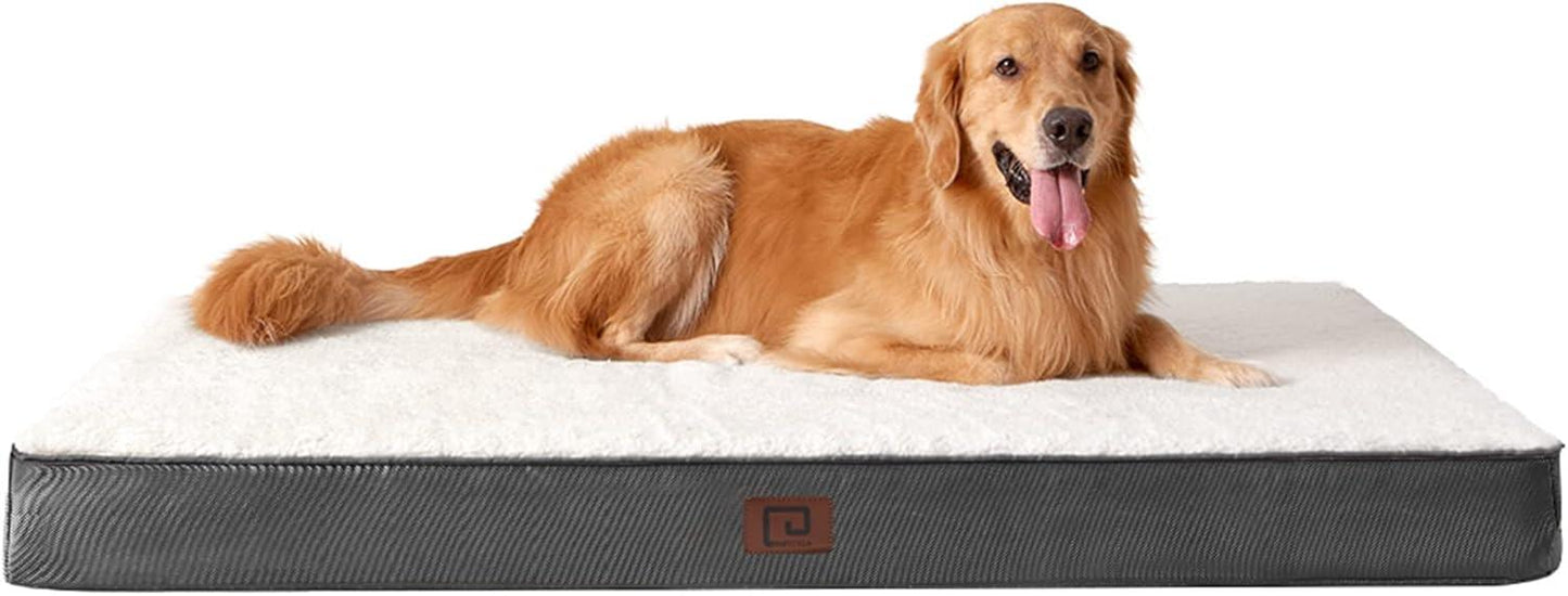 EHEYCIGA Orthopedic Dog Beds Large Mattress with Removable Washable Cover for Crate, Grey, 91x68x9cm - Comfort Style