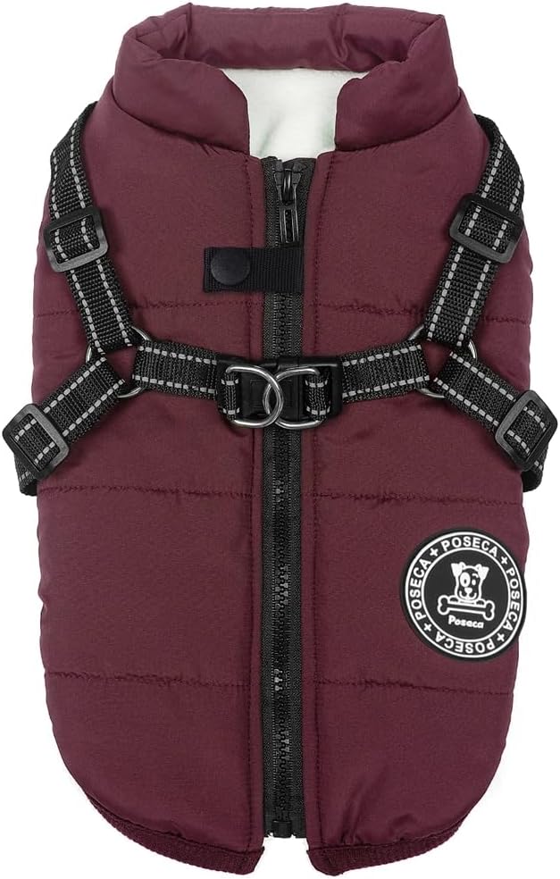 Poseca Dog Clothes for Small Dogs Dog Coat Waterproof Winter Jacket Warm Vest Dog Clothes Dog Coat Warm Winter Dog Jacket with Dog Harness for Small Medium Large Dogs - Comfort Style