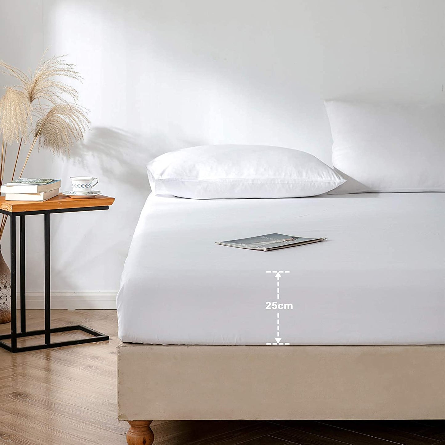 Fitted Sheet Bed Sheets 25CM Extra Deep Pocket Soft and Breathable Fitted Bedding Sheets