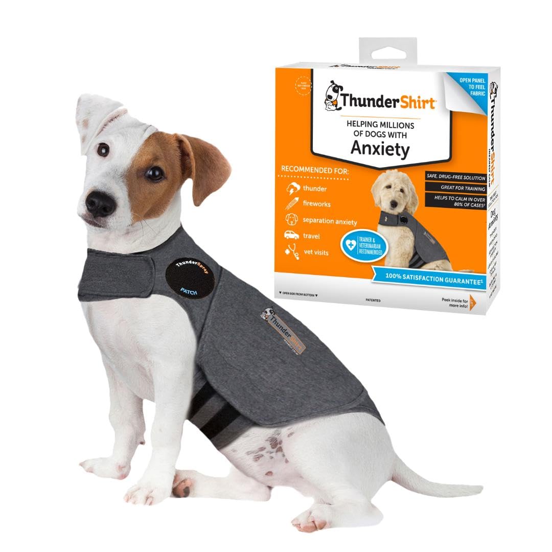 ThunderShirt for Dogs | Calming Jacket for Dogs | Puppy Coats for Small Dogs XS | Dog Anxiety Jacket | Instant Natural Relief for Storms, Fireworks & Separation | Grey Dog Coat | 5 Sizes, Grey, XS