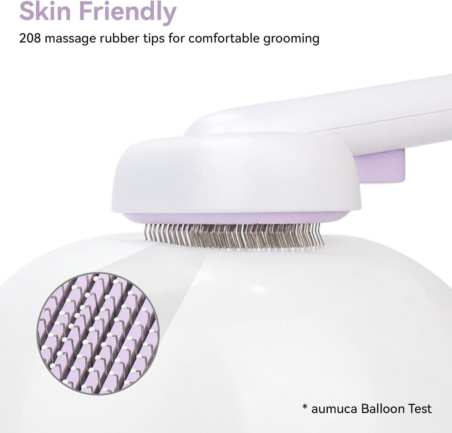 aumuca Cat Brush with Release Button, Cat Grooming Brush for Long or Short Haired Cats, Cat Hair Brush for Shedding Cat Comb for Pets Removing Loose Fur and Massage, White - Comfort Style