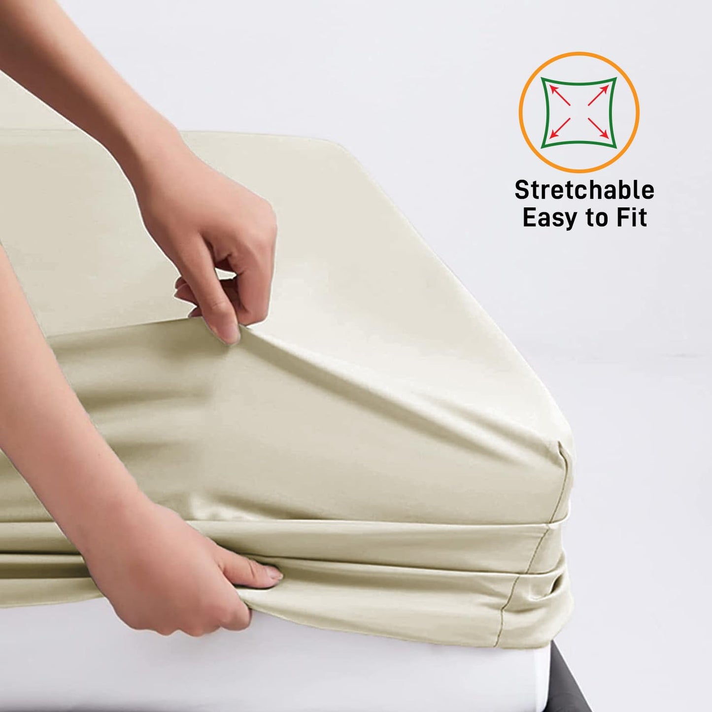 Fitted Sheet 25 cm Deep Brushed Microfiber Ultra Soft No-Iron Wrinkle-Resistant Plain Dyed Fitted Bed Sheets Hypoallergenic Breathable Sheets