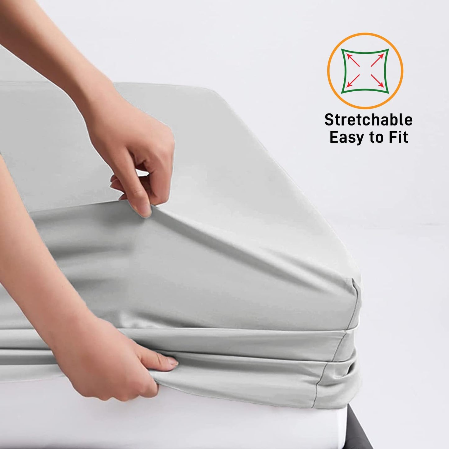 Fitted Sheet 25 cm Deep Brushed Microfiber Ultra Soft No-Iron Wrinkle-Resistant Plain Dyed Fitted Bed Sheets Hypoallergenic Breathable Sheets