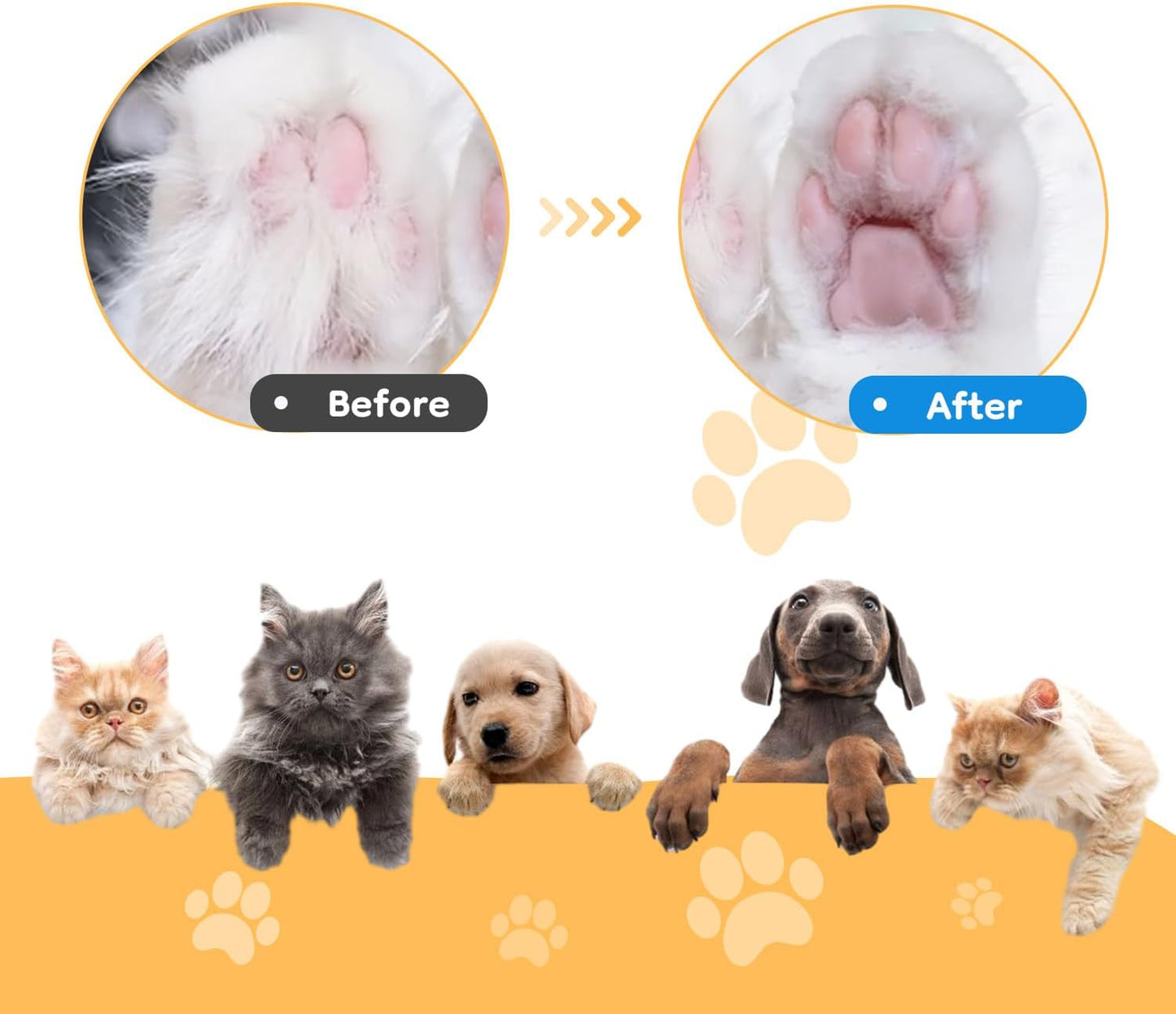 Mcbazel Pet Paws Trimmer with LED Light, Rechargeable Dog/Cat Hair Shaver Grooming Clipper,Waterproof Pet Razor for Eyes, Face, Ears, Small Areas