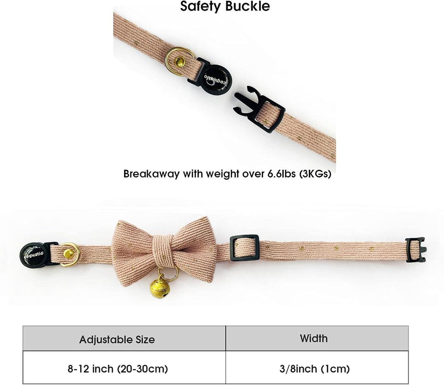 Cognatio Safety Quick Release Cat Collars, Soft Kitten Collars with Detachable Bow Tie and Bell, Pack of 2, Adjustable 20-30 cm (20-30 cm, Green+Pink) - Comfort Style