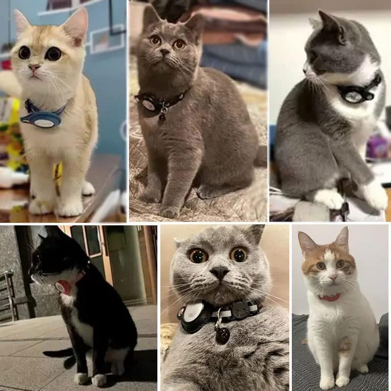 Airtag Cat Collar, Air tag Cat Collar with Bell and Safety Buckle in 3/8" Width, Reflective Collar with Waterproof Airtag Holder Compatible with Apple Airtag for Cat Dog Kitten Puppy (Pink B) - Comfort Style