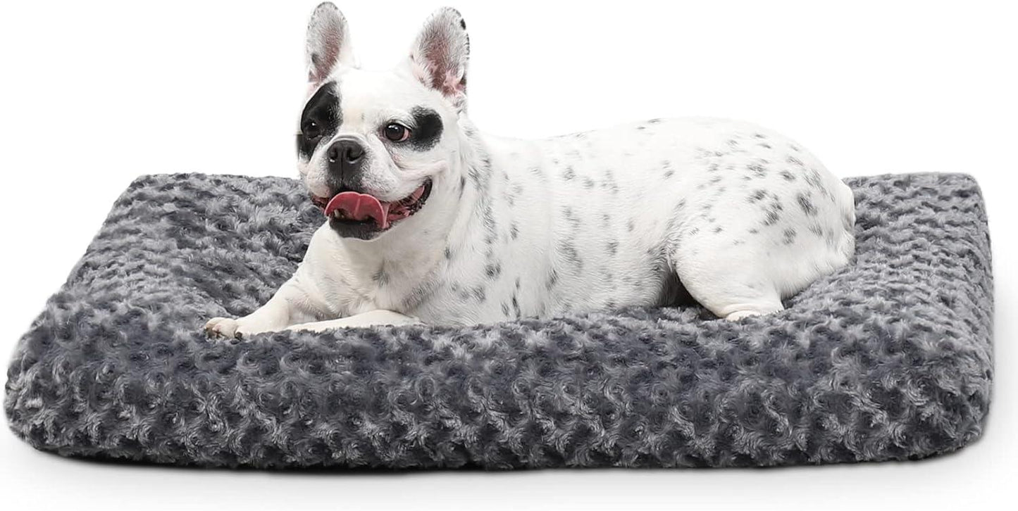KSIIA Large Dog Bed Washable, Calming Dog Bed, Dog Crate Mattress with Non skid Bottom, Fluffy Anti Anxiety Dog Beds, Pet Beds Pillow Cushion for Dog, Dark Grey, 90x60x8cm - Comfort Style