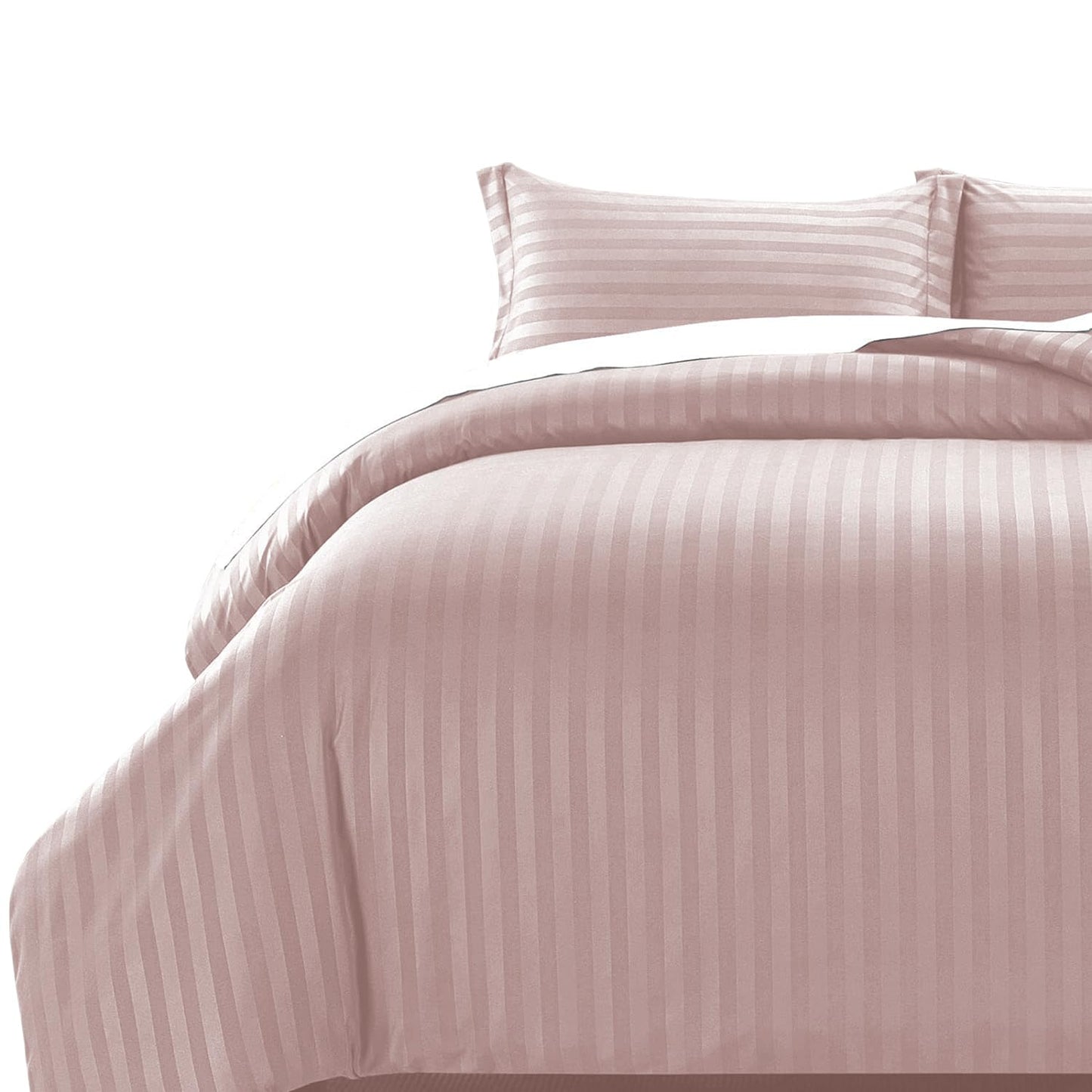 MOONLIGHT20015 Duvet Set Reversible Stripes Satin Double Bedding Set with 2 Pillowcases Soft Hypoallergenic Duvet Cover - Comfort Style