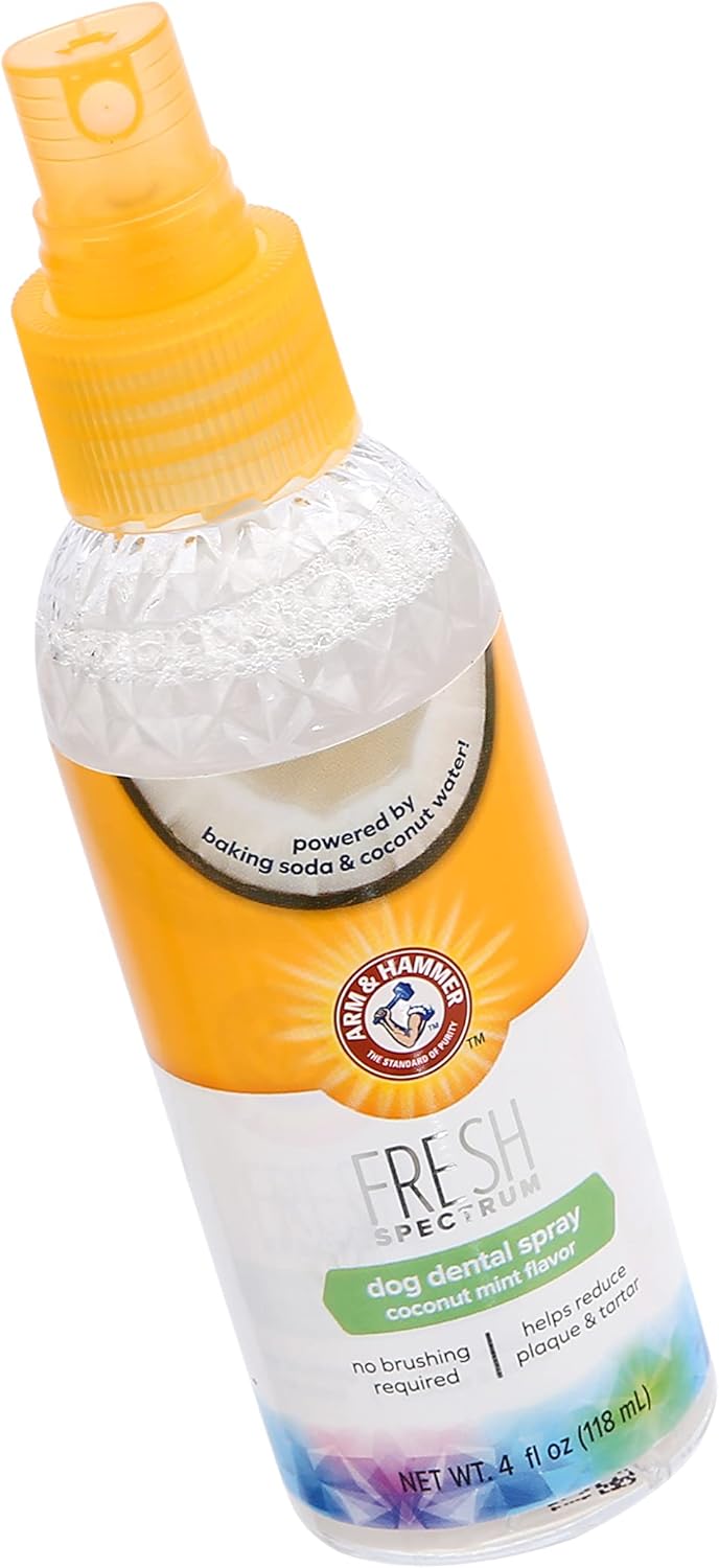 ARM & HAMMER Fresh Spectrum Coconut Mint Dog Dental Spray, 118ml, Best Dental Care for Dogs, Removes Plaque & Tartar, Freshens Breath, Gum & Teeth Cleaning, No Brushing, Easy to Use Pet Oral Hygiene - Comfort Style