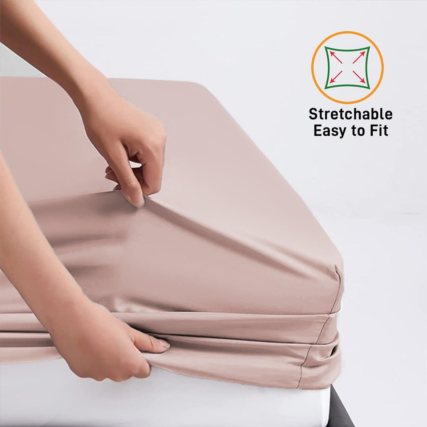 Fitted Sheet 25 cm Deep Brushed Microfiber Ultra Soft No-Iron Wrinkle-Resistant Plain Dyed Fitted Bed Sheets Hypoallergenic Breathable Sheets