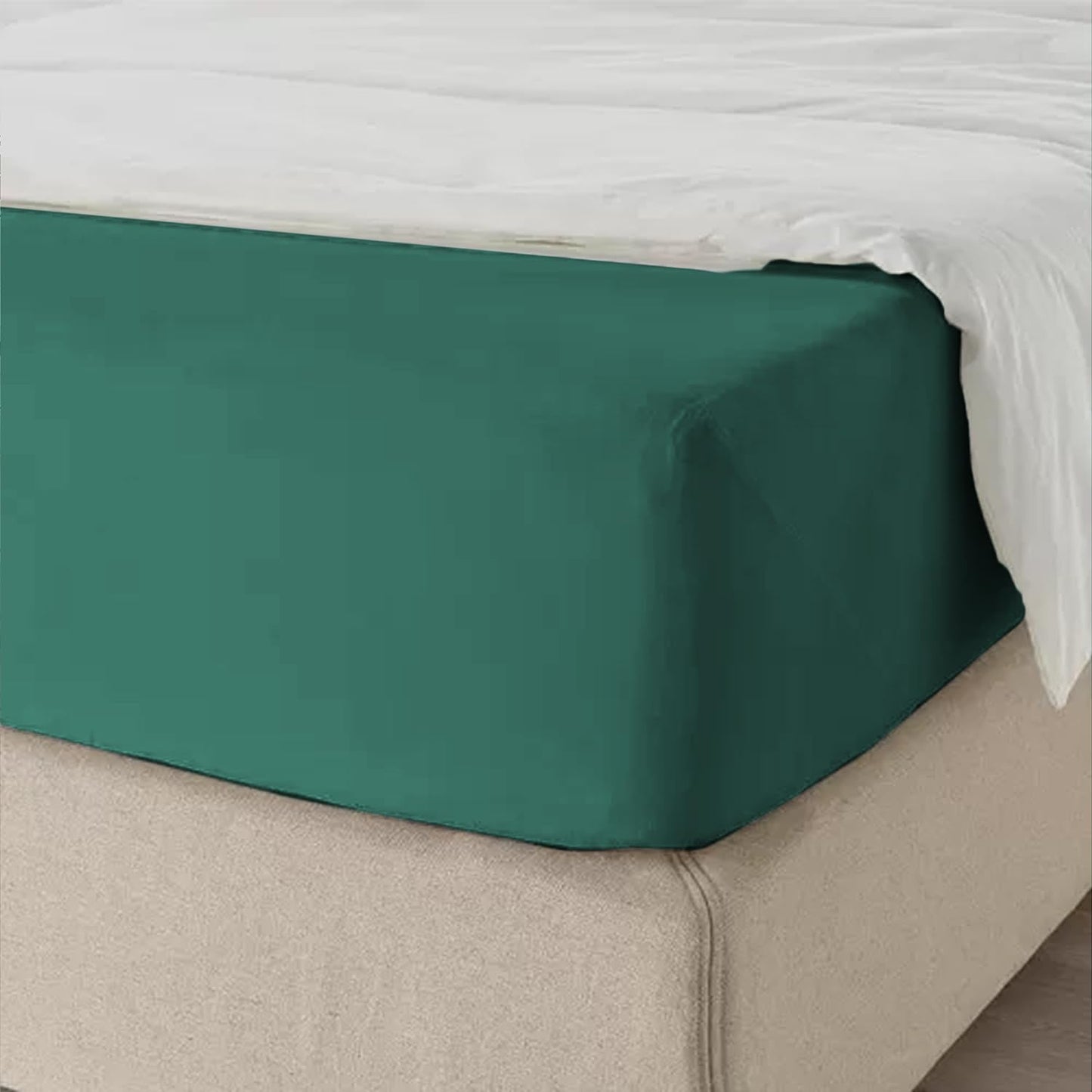 Fitted Sheet 25 cm Deep Brushed Microfiber Ultra Soft No-Iron Wrinkle-Resistant Plain Dyed Fitted Bed Sheets Hypoallergenic Breathable Sheets