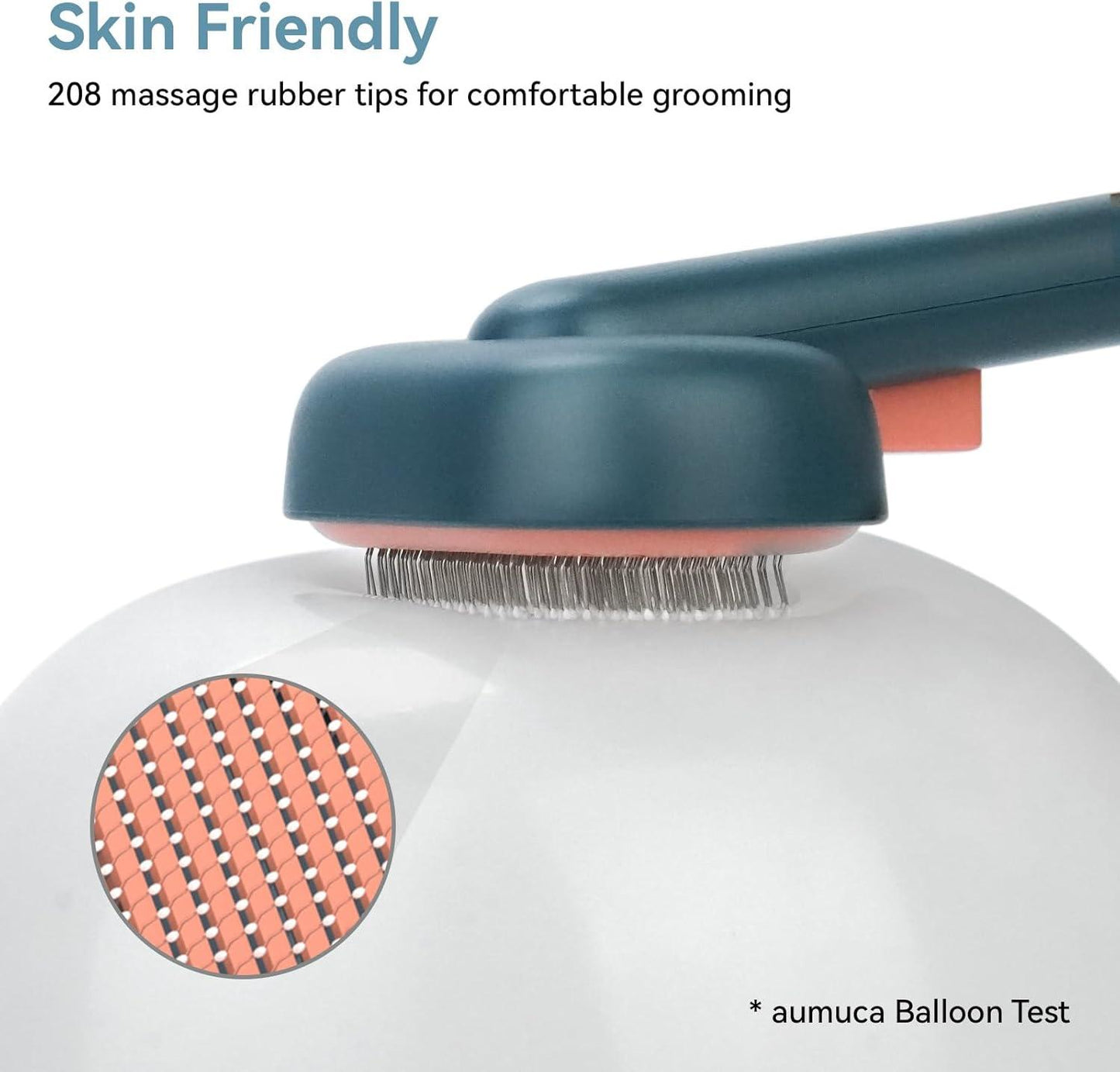 aumuca Cat Brush with Release Button, Cat Grooming Brush for Long or Short Haired Cats, Cat Hair Brush for Shedding Cat Comb for Pets Removing Loose Fur and Massage, White - Comfort Style