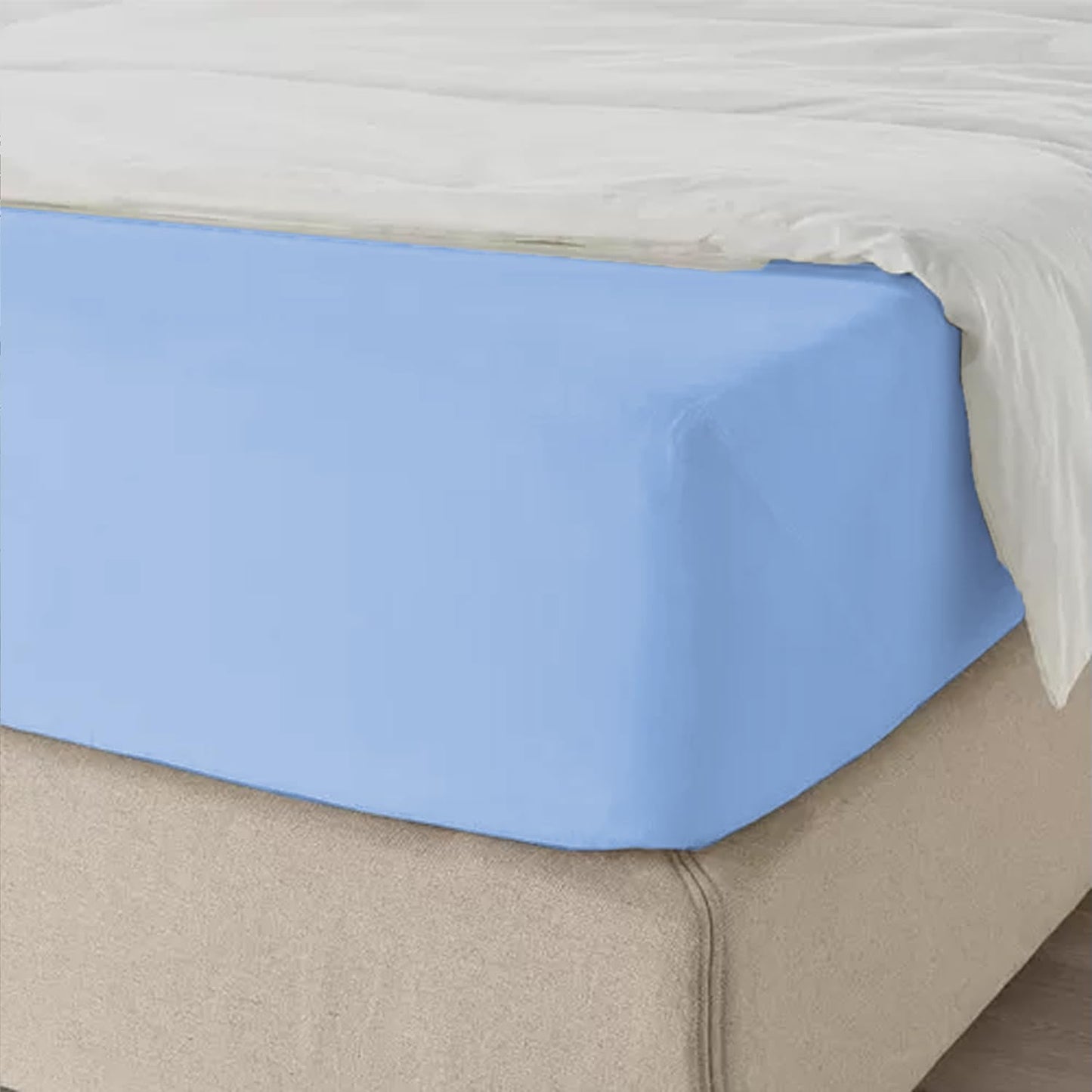 Fitted Sheet 25 cm Deep Brushed Microfiber Ultra Soft No-Iron Wrinkle-Resistant Plain Dyed Fitted Bed Sheets Hypoallergenic Breathable Sheets