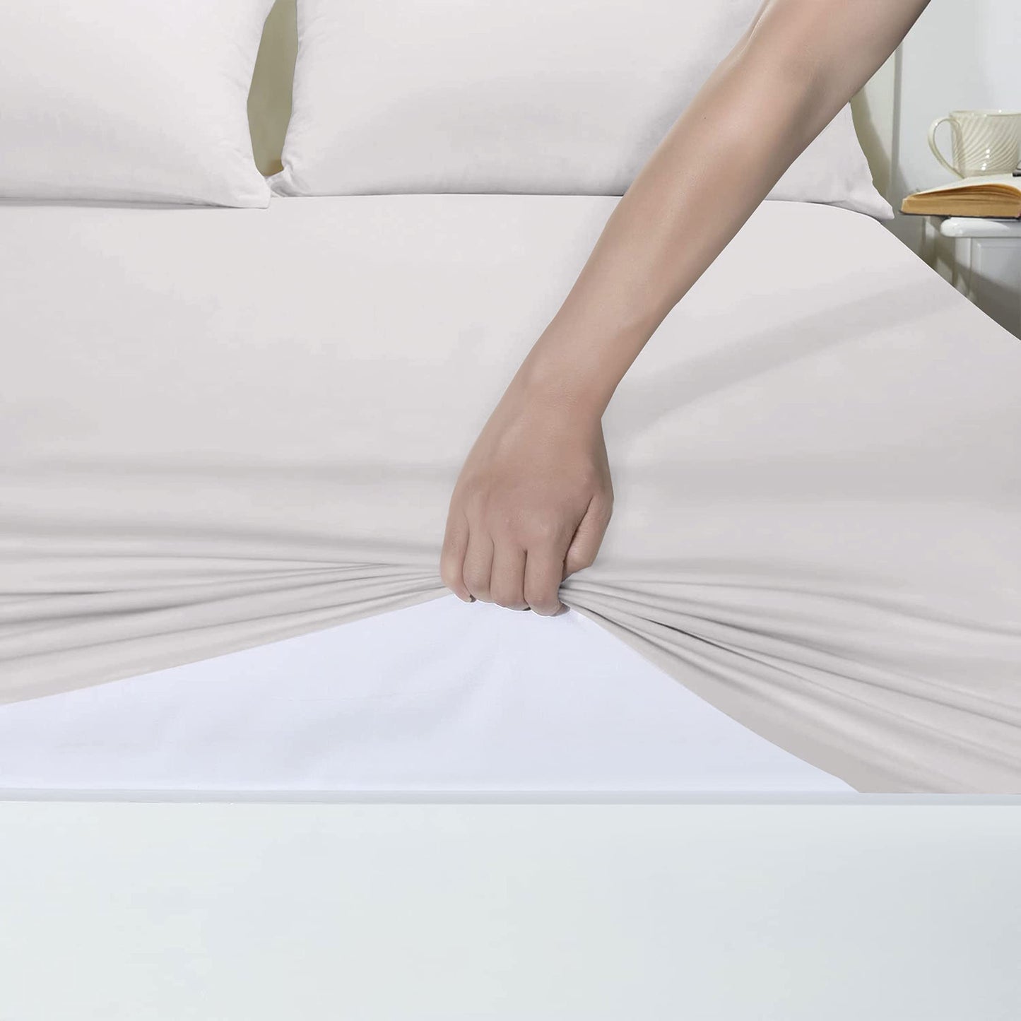 25 Cm Fitted Bed Sheets - Super Soft Deep Fitted Sheet Brushed Microfibre Anti Wrinkle Bedsheet Breathable & Fade Resistant