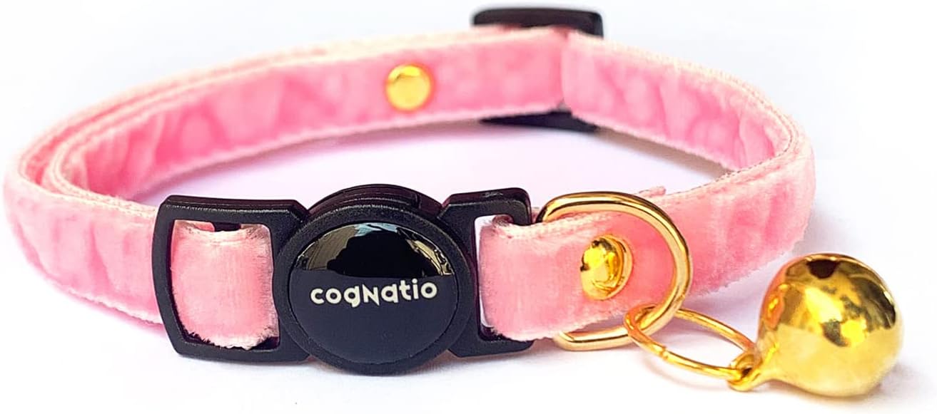 Cognatio Safety Quick Release Cat Collars, Soft Kitten Collars with Detachable Bow Tie and Bell, Pack of 2, Adjustable 20-30 cm (20-30 cm, Green+Pink) - Comfort Style