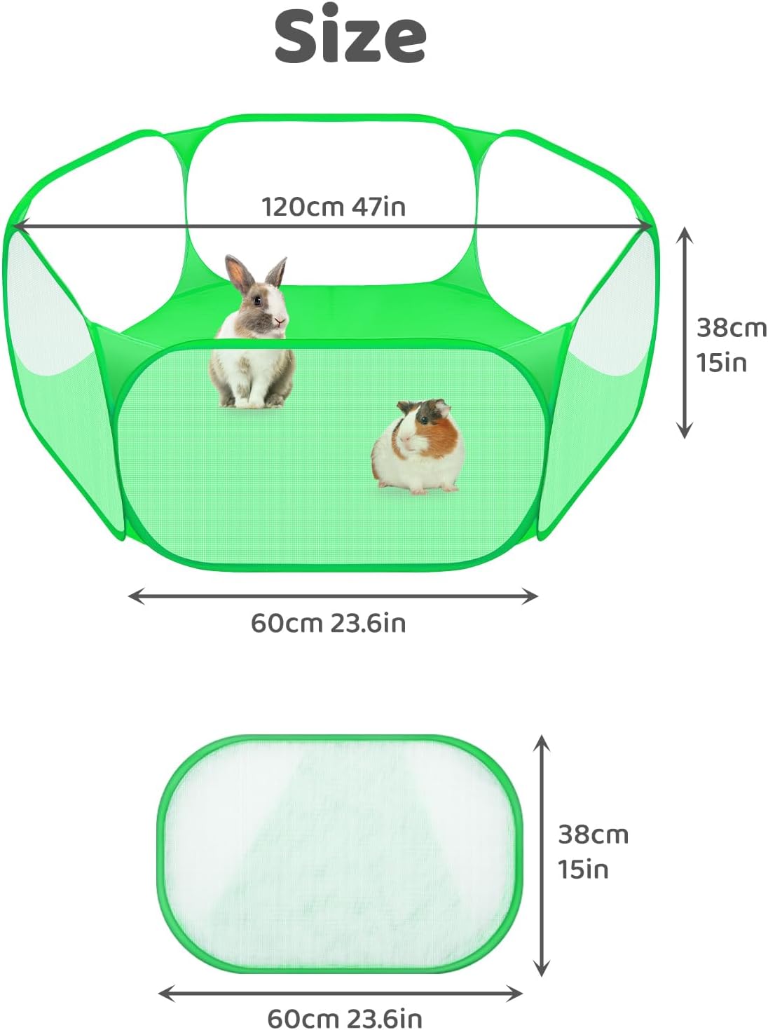 Small Animals C&C Cage Tent, Breathable & Transparent Pet Playpen Pop Open Outdoor/Indoor Exercise Fence, Portable Yard Fence for Guinea Pig, Rabbits, Hamster, Chinchillas and Hedgehogs (Black) - Comfort Style