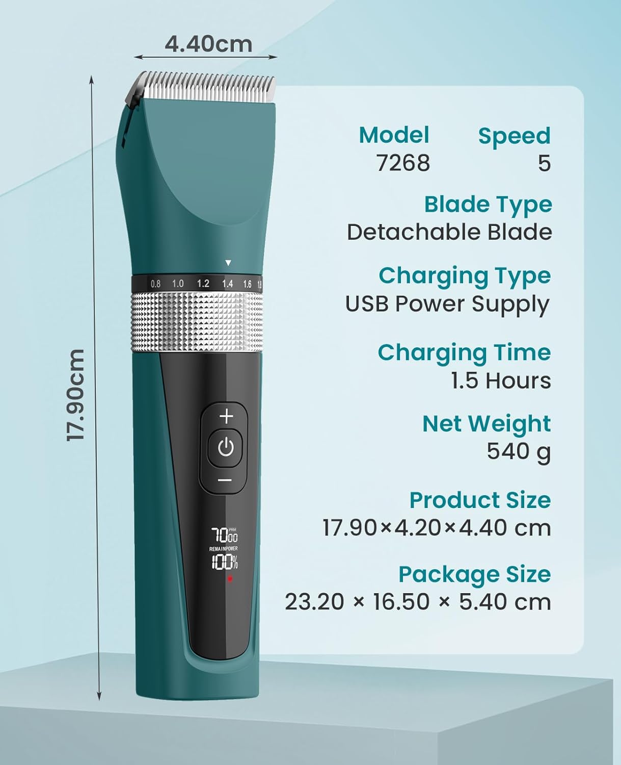 oneisall Cat Clippers for Matted Fur, 5-Speed Quiet Cordless Cat&Dog Grooming Clippers for Long Hair,IPX6 Waterproof Dog Clippers Trimmer Shaver for Dogs Cats Animals - Comfort Style