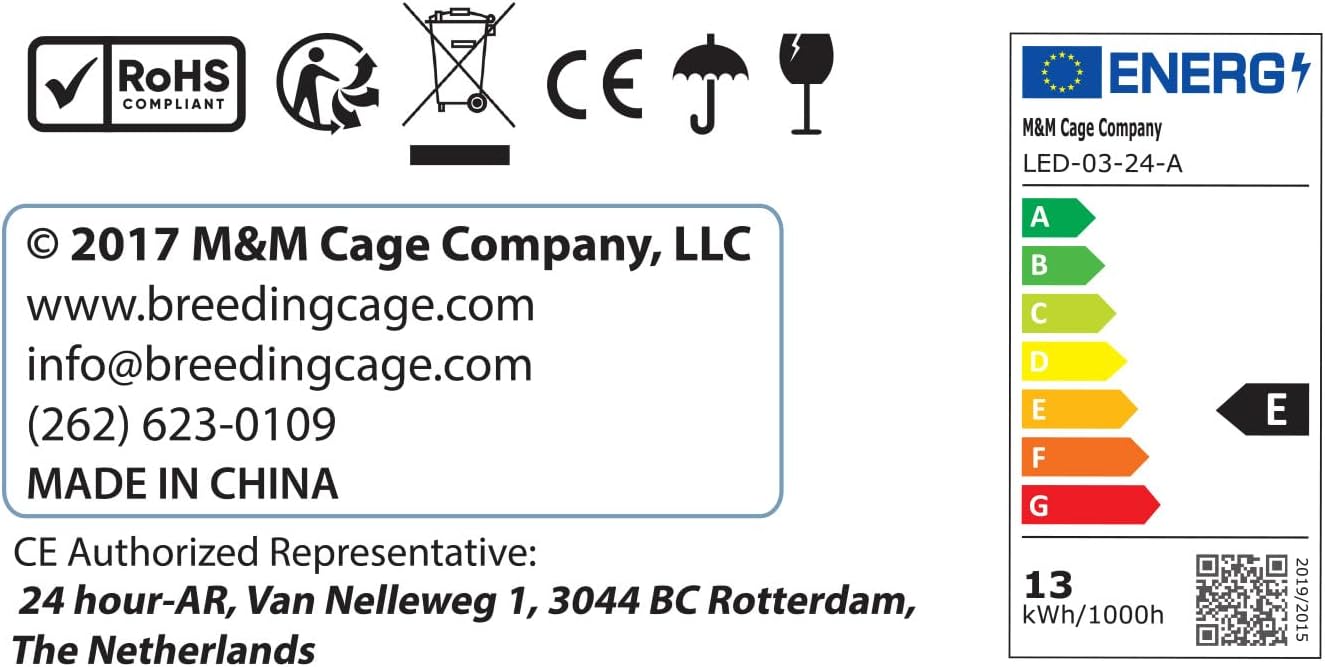 HappyBird Lighting Company - Bird Cage Light for Songbirds - Full Spectrum LED Pet Lamp - Simulates Natural Environment (46 cm Songbird Light) - Comfort Style