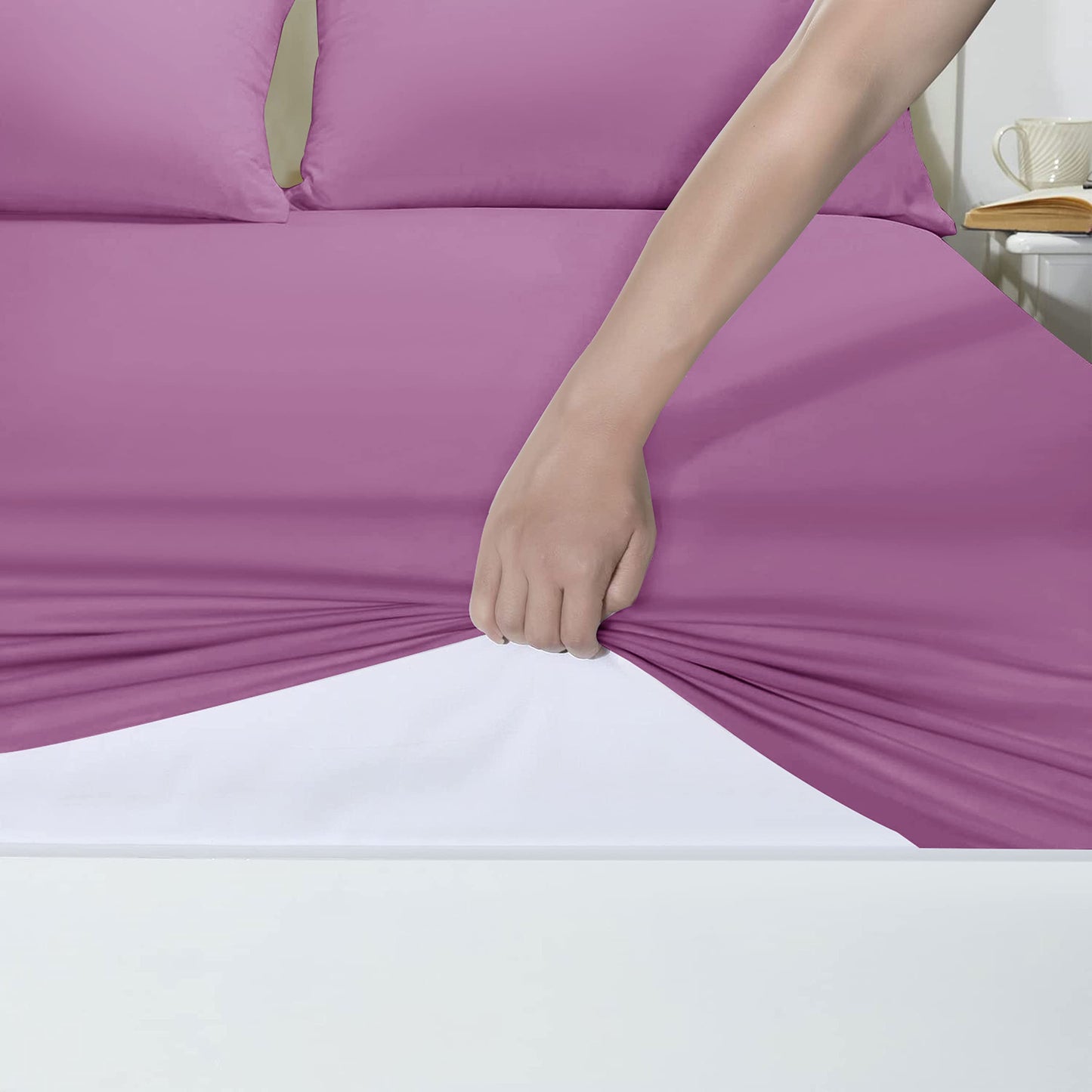 25 Cm Fitted Bed Sheets - Super Soft Deep Fitted Sheet Brushed Microfibre Anti Wrinkle Bedsheet Breathable & Fade Resistant