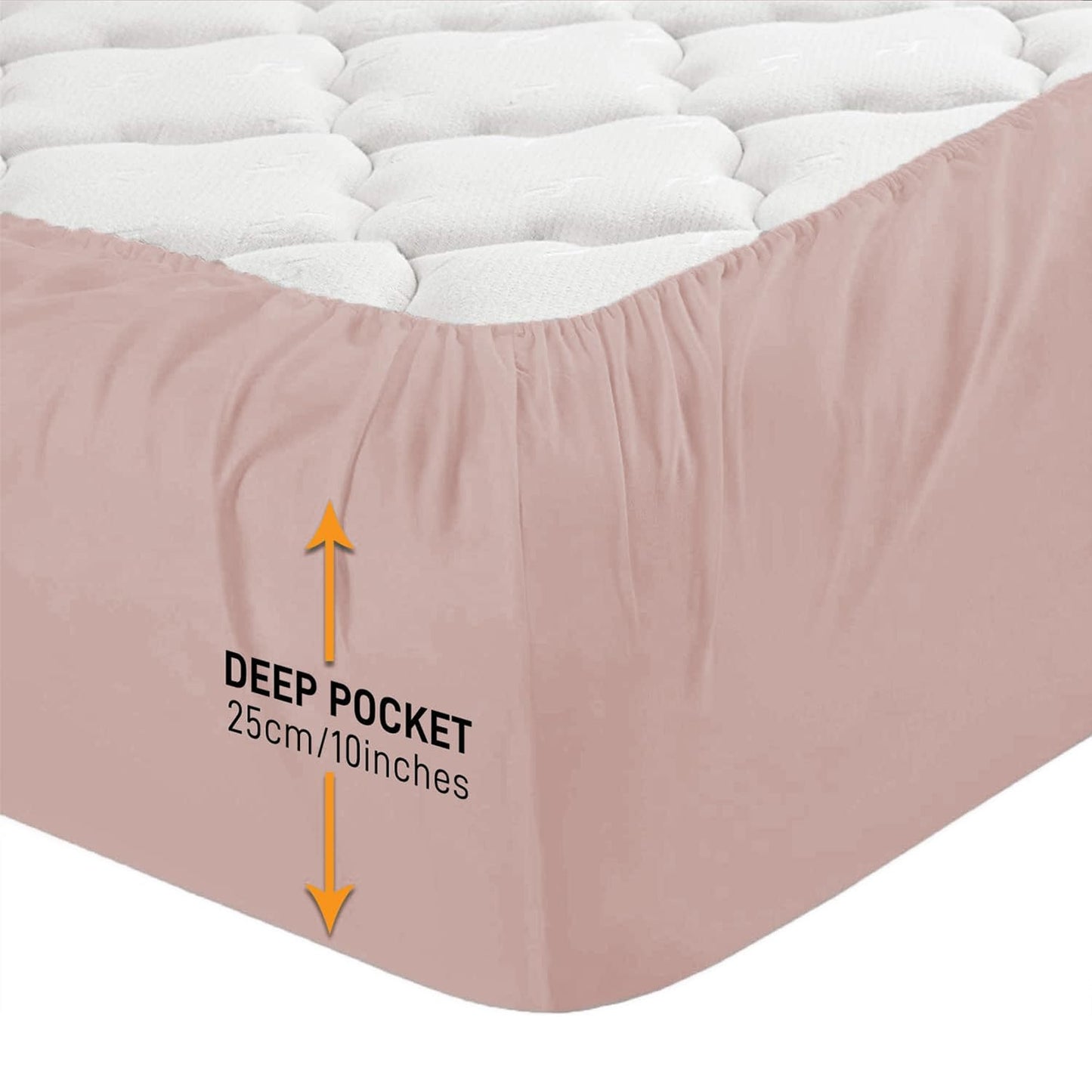 Fitted Sheet 25 cm Deep Brushed Microfiber Ultra Soft No-Iron Wrinkle-Resistant Plain Dyed Fitted Bed Sheets Hypoallergenic Breathable Sheets