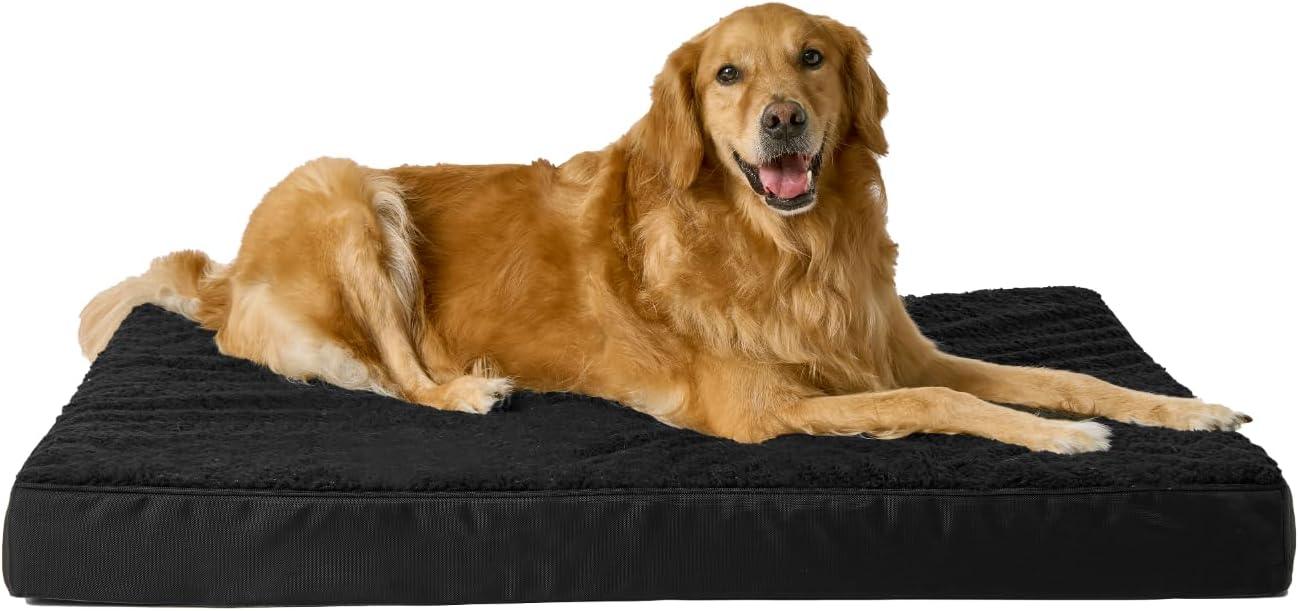 EHEYCIGA Orthopedic Dog Beds Large Mattress with Removable Washable Cover for Crate, Grey, 91x68x9cm - Comfort Style