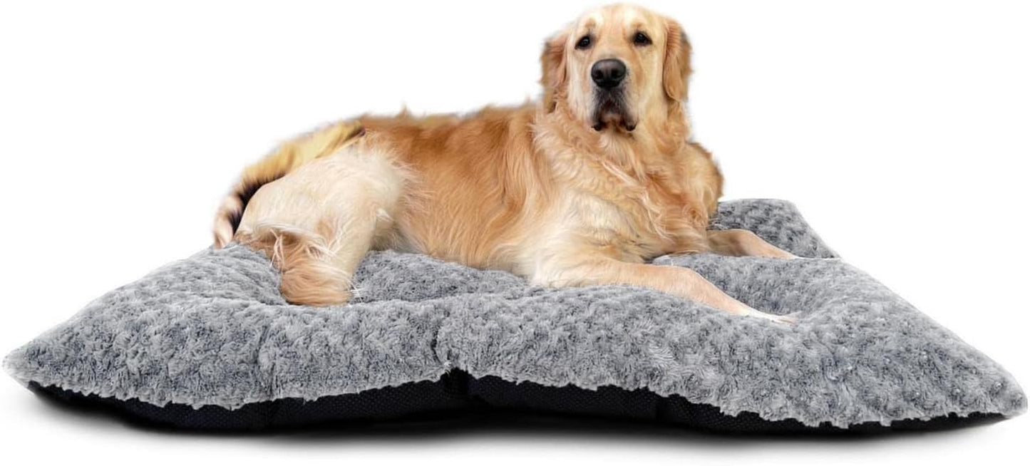 Victoria & Carter Large Dog Bed (102 x 70cm) Ultra Soft Pet Bed, Premium Plush Mattress Cushion For Medium Or Large Size Pets, Can Be Used For Dog Crate. Machine Wash & Dryer Friendly. (Light Grey) - Comfort Style