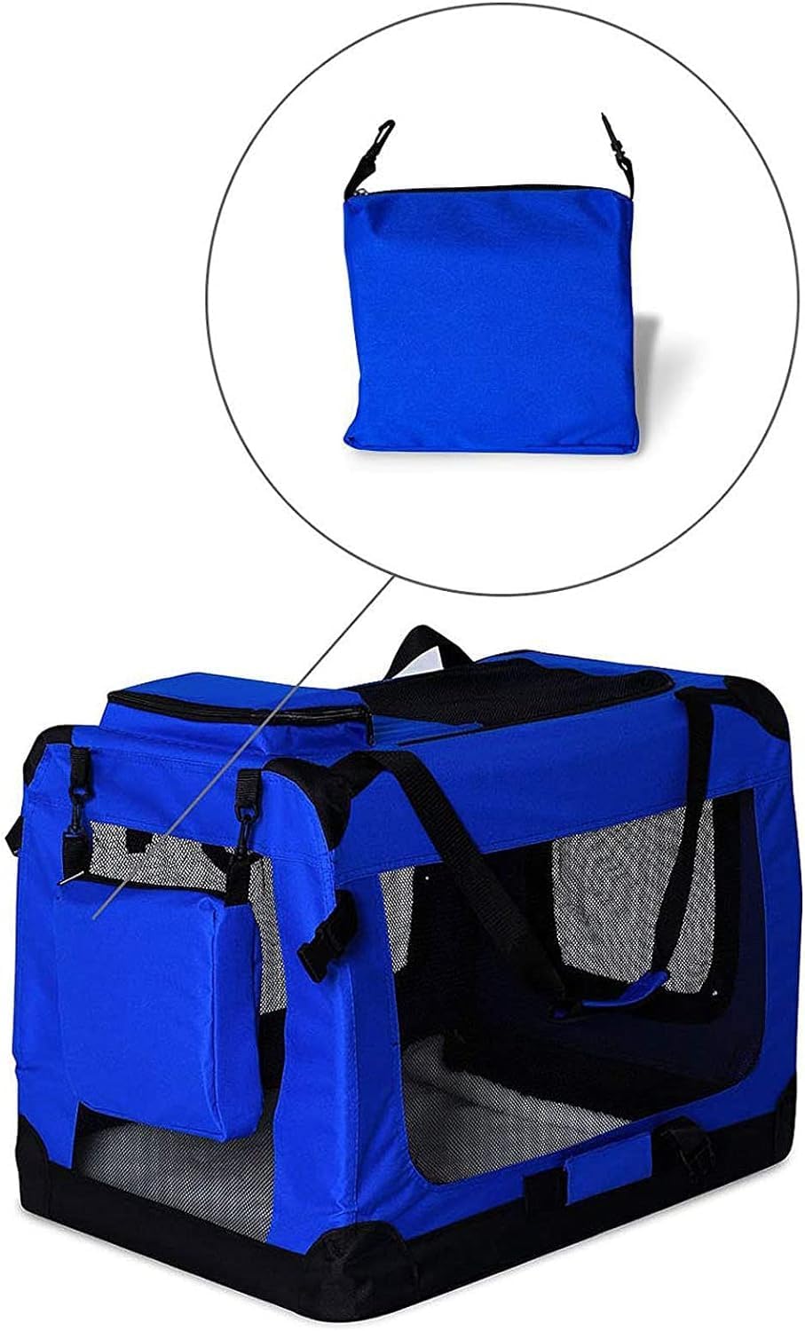 lionto Dog transport box foldable for travel & car, 50x34x36 cm, sturdy transport box with carrying handles & blanket for cats & dogs up to 10 kg, sturdy fabric dog box for small & large, beige - Comfort Style