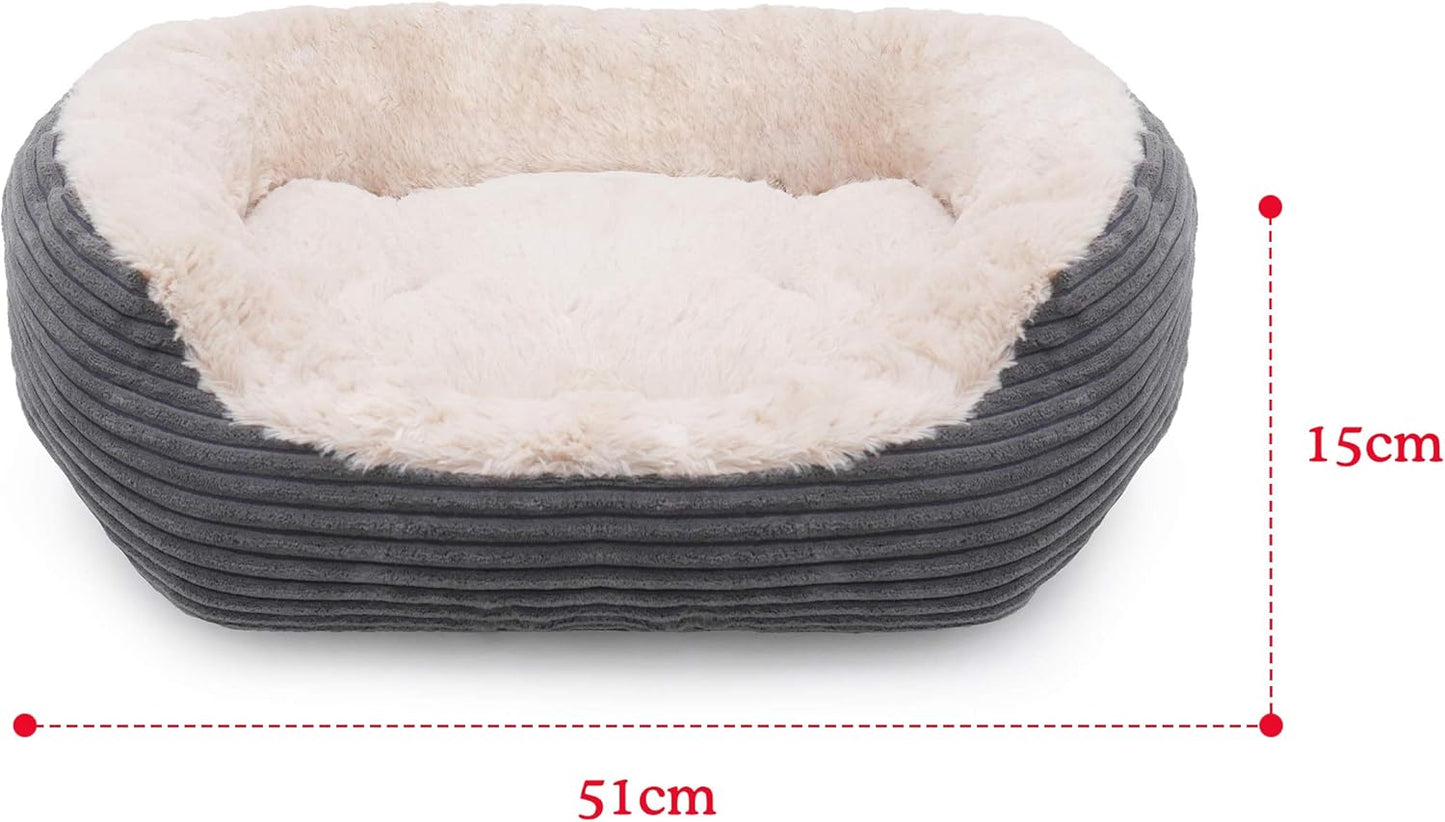Rosewood Grey Jumbo Cord/Plush Oval Dog Bed, Small - Comfort Style