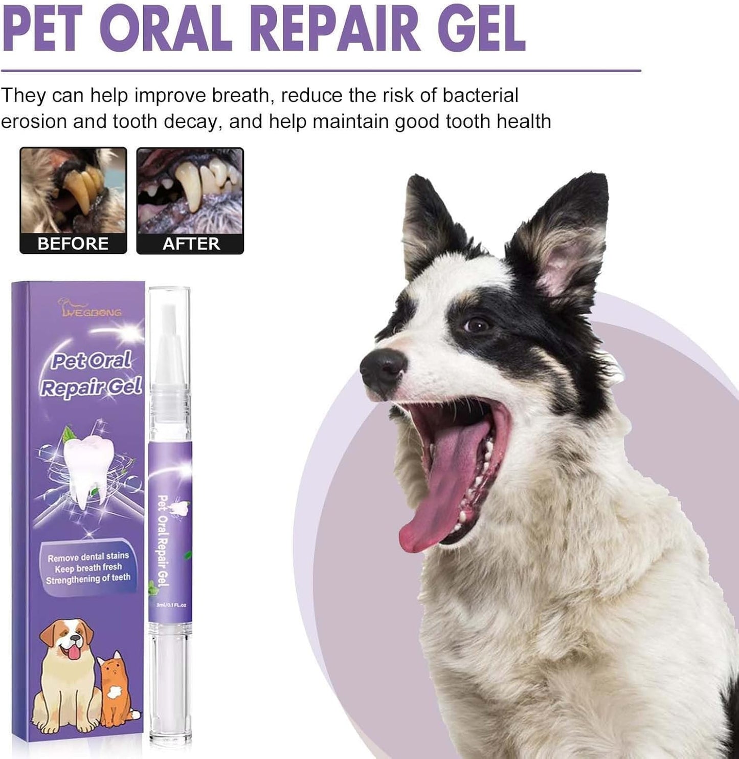 DEJIN Pet Oral Repair Gel - Advanced Dog Teeth Cleaning Pen Set with Whitening & Tartar Control, Effectively Eliminate Bad Breath, Easy No-Brushing Oral Care Solution - 4 Pcs - Comfort Style