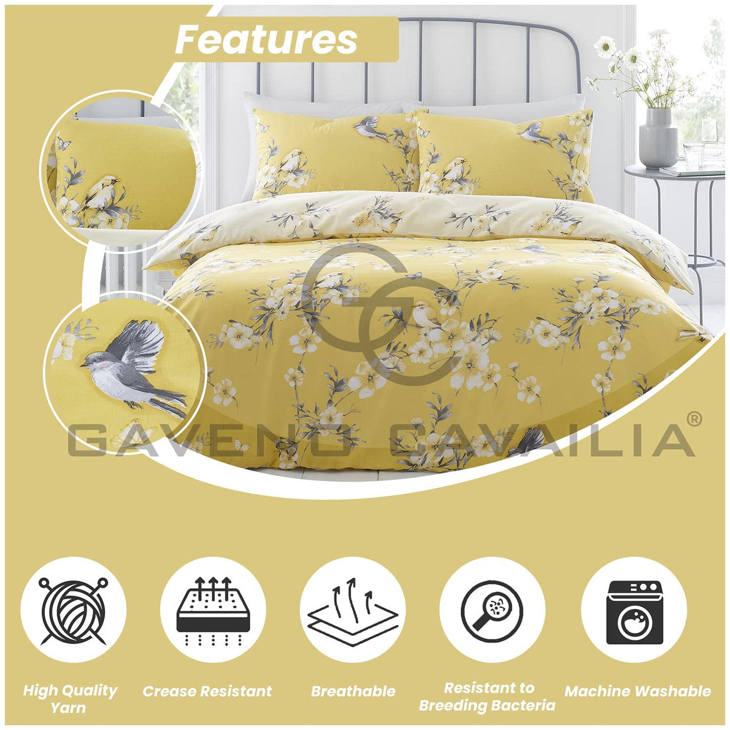 GC GAVENO CAVAILIA Duvet Cover With Pillow Cases - Polycotton Quilt Cover - Bedding Set - Comfort Style