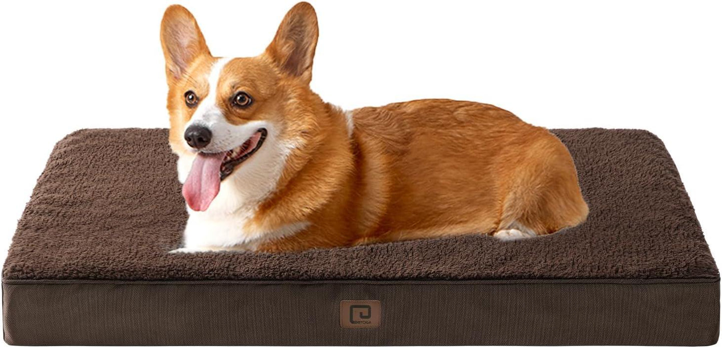 EHEYCIGA Orthopedic Dog Beds Large Mattress with Removable Washable Cover for Crate, Grey, 91x68x9cm - Comfort Style