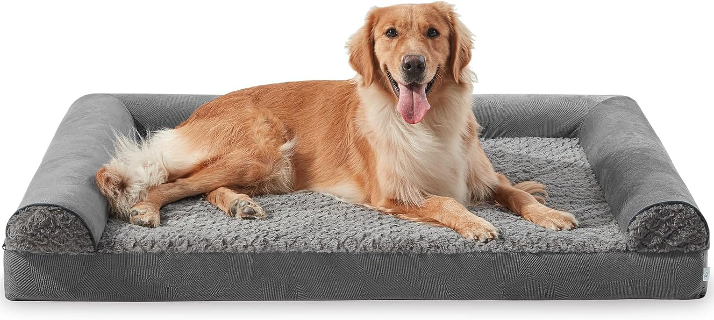 FURTIME Large Dog Bed(89 x 64cm), Orthopedic Memory Foam Dog Beds Sofa with Removable Flannel Cover, Washable Pet Bed, Good for Doberman Pinscher, Sheltie, Border Collie, Australian Herding Dog - Comfort Style