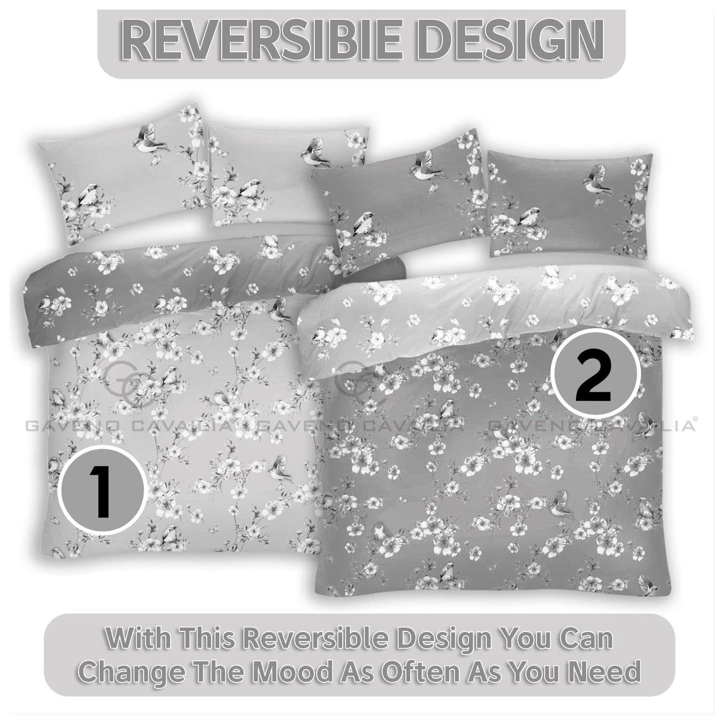 GC GAVENO CAVAILIA Duvet Cover With Pillow Cases - Polycotton Quilt Cover - Bedding Set - Comfort Style