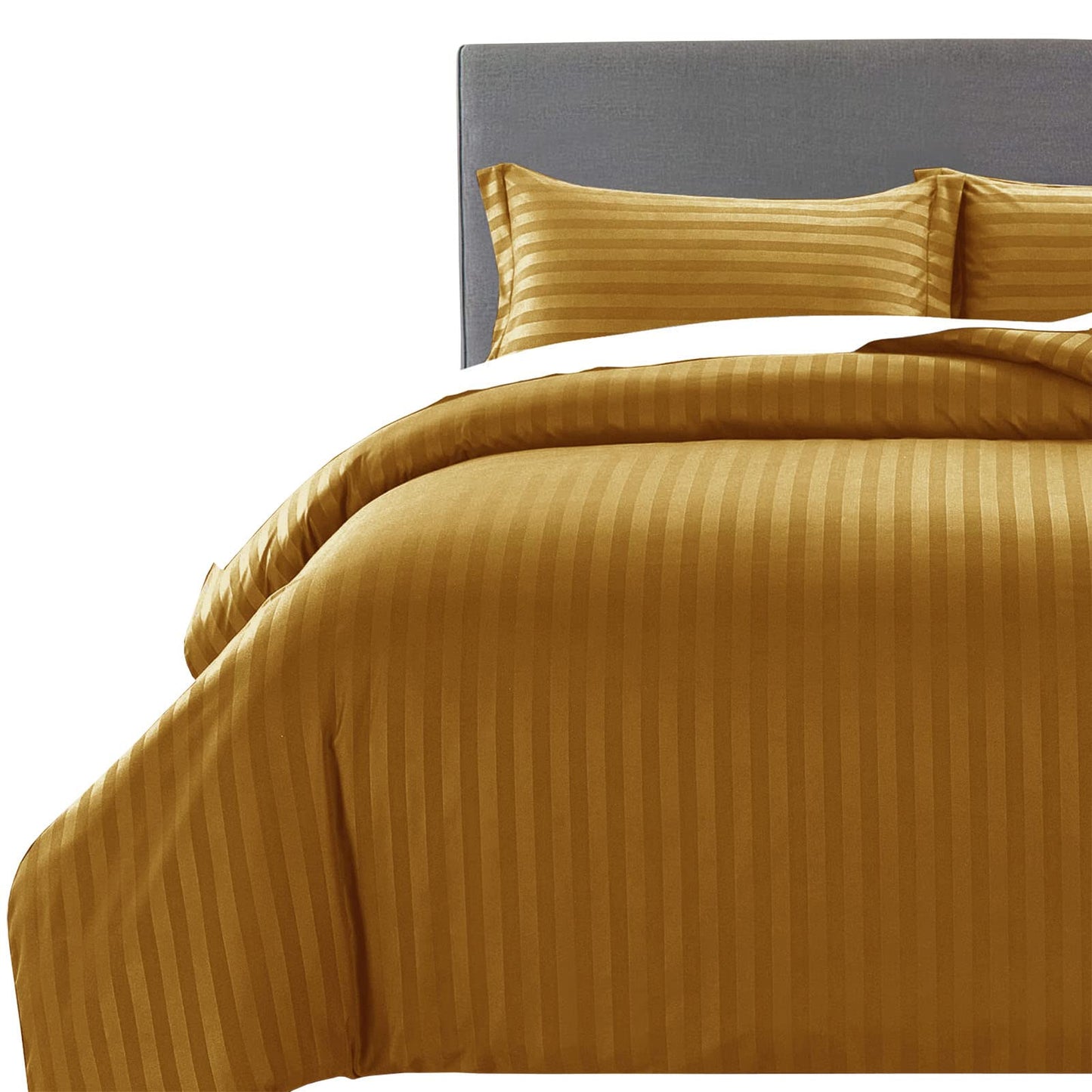 MOONLIGHT20015 Duvet Set Reversible Stripes Satin Double Bedding Set with 2 Pillowcases Soft Hypoallergenic Duvet Cover - Comfort Style